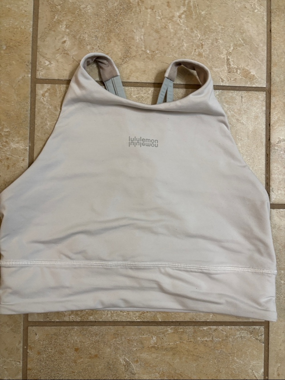 lululemon athletica light beige high-neck sports bra